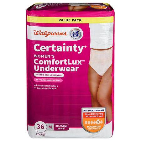 Walgreens Certainty Women's Comfortlux Underwear m (36 ct)