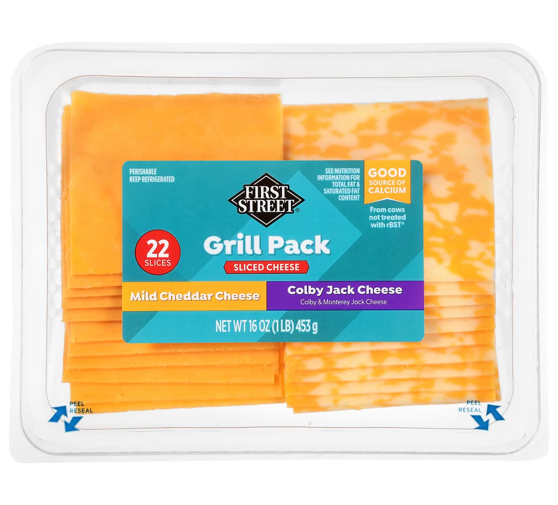 First Street Sliced Cheese Grill, Mild Cheddar-Colby Jack (22 ct)