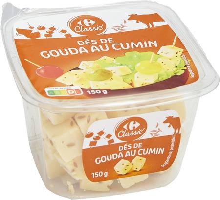 Fromage dés de gouda cumin CARREFOUR CLASSIC' - la barquette de 150g