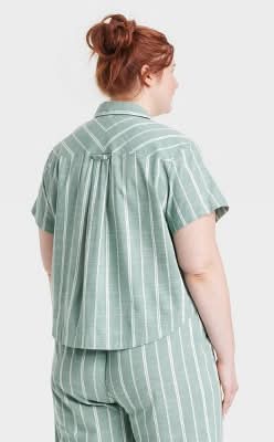 アパルトモン pajama shirt Auden Striped Cotton Blend Short Sleeve Pajama Shirt