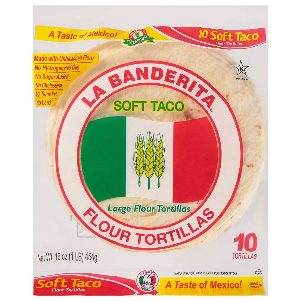 La Banderita Large Soft Taco Flour Tortillas (10 ct)