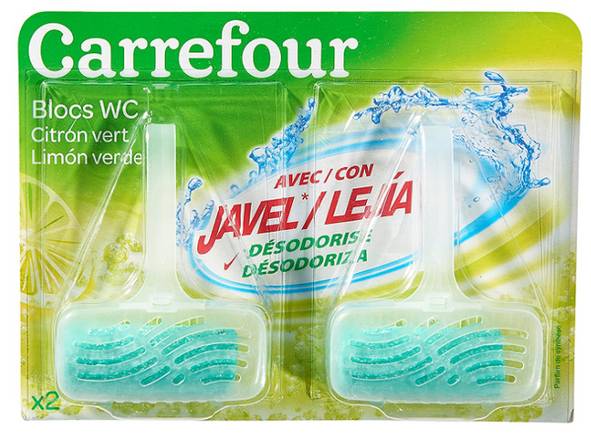 Carrefour - Bloc wc javel parfum citron vert