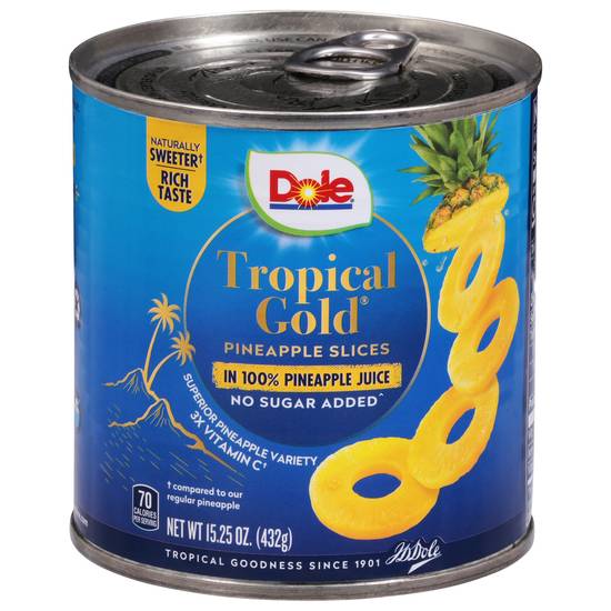 Dole Tropical Gold Pineapple Slices in 100% Pineapple Juice (15.25 oz)