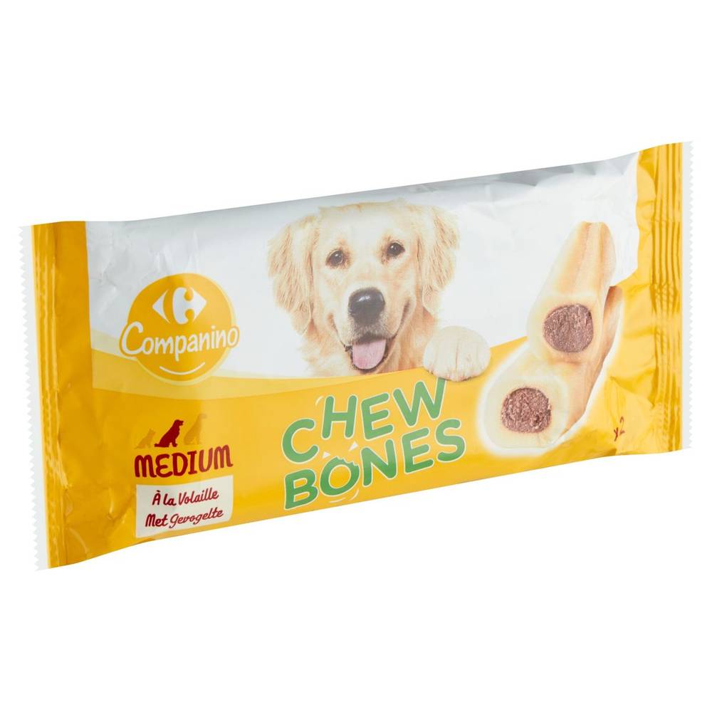 Carrefour Companino Chew Bones Medium met Gevogelte 2 Stuks 200 g