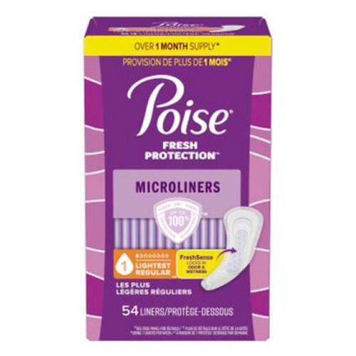 Poise Microliners For Bladder Leaks Women's Incontinence Pads, L (54 ct)