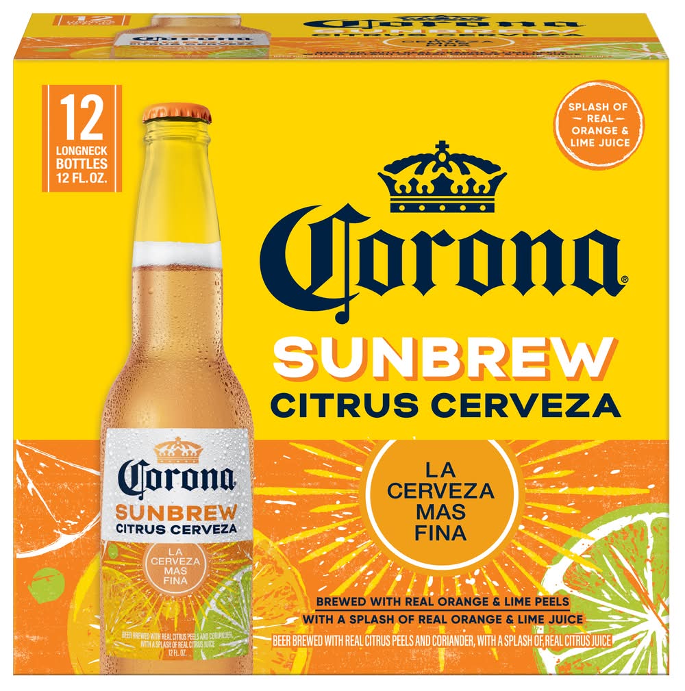 Corona Sunbrew Citrus Cerveza Mexican Import Beer, Orange- Lime (12 x 12 fl oz)