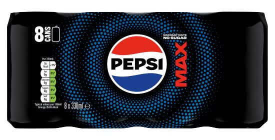 Pepsi Max No Sugar Soft Drink (8 x 330ml)