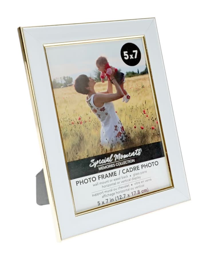 Special Moments Picture Frames With Trim, 5x7 in, White-Gold