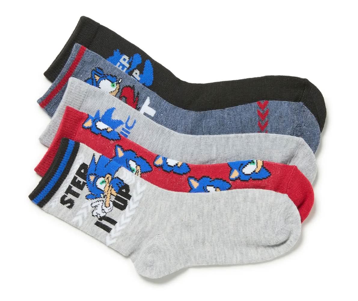 High Point Design Sonic The Hedgehog Kids' Crew Socks - 5 Pack (Multicolor One Size)