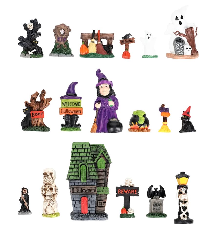 Halloween Mini Village Decorative Figurine Set, Assorted Styles, 6-pc Pack