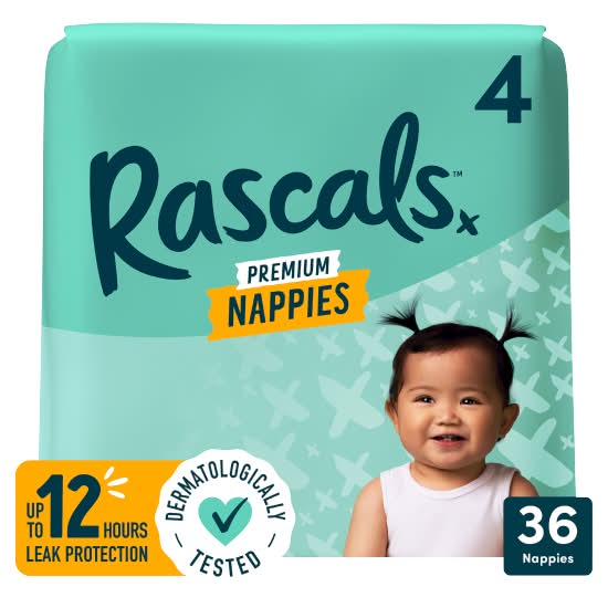 Rascals 4, Premium Nappies (36 pack)