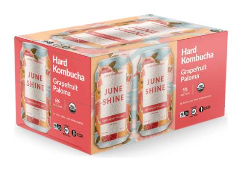 JuneShine Grapefruit Paloma Hard Kombucha 6 Pack 12 oz Cans