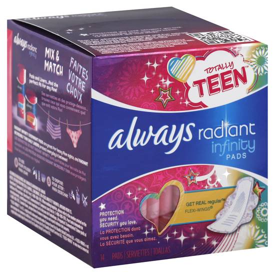Always Radiant Infinity Regular Absorbency Pads With Flexi-Wings ( 14 ct )