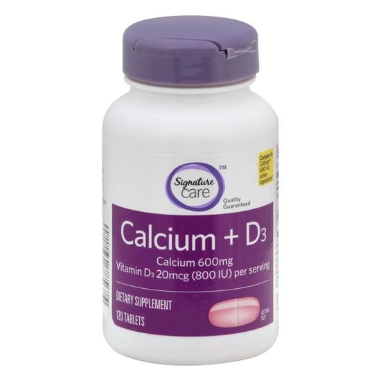 Signature Care Calcium 600 mg & D3 20 Mcg Supplement (120 ct)