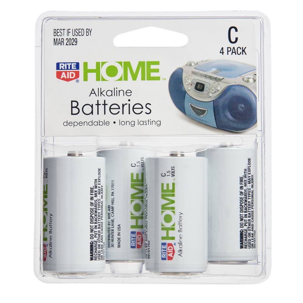 Rite Aid Home Alkaline Batteries 1.5 Volts (4 ct)
