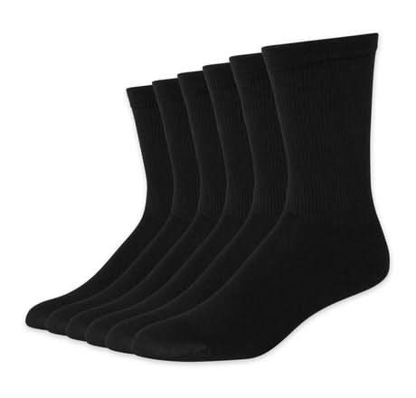 Hanes Cushion Odor Protection Crew Socks, Men, 6-12, Black (6 ct)