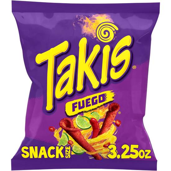 Takis Fuego Rolls Hot Chili Pepper & Lime Flavored Spicy Tortilla Chips, 3.25 oz