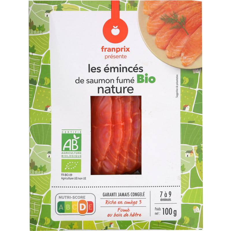 Franprix - Émincés de saumon fumé nature (100g)