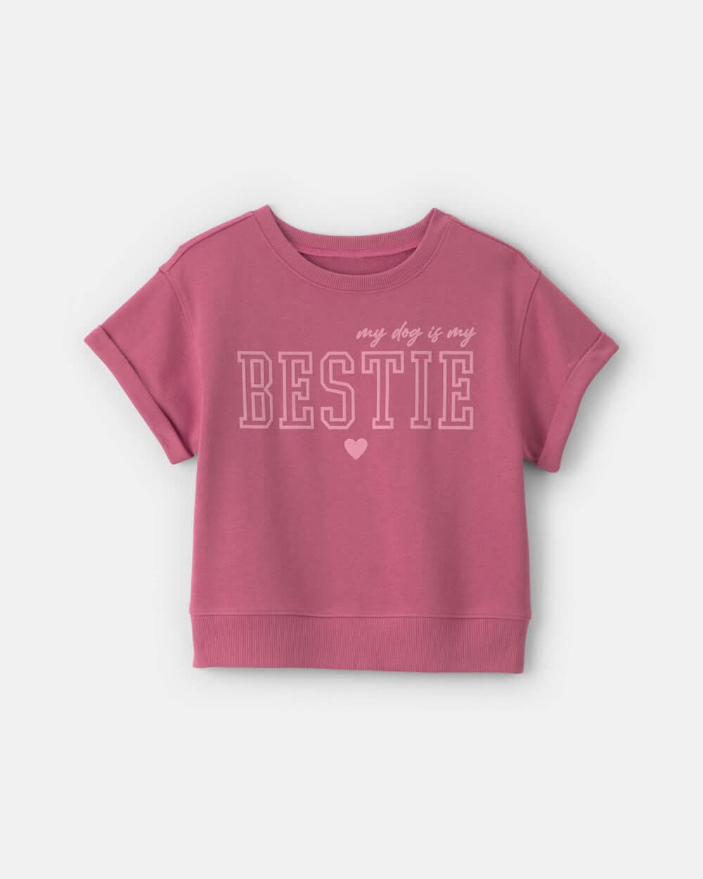 Girls 'Bestie' French Terry Top - Pink - 10