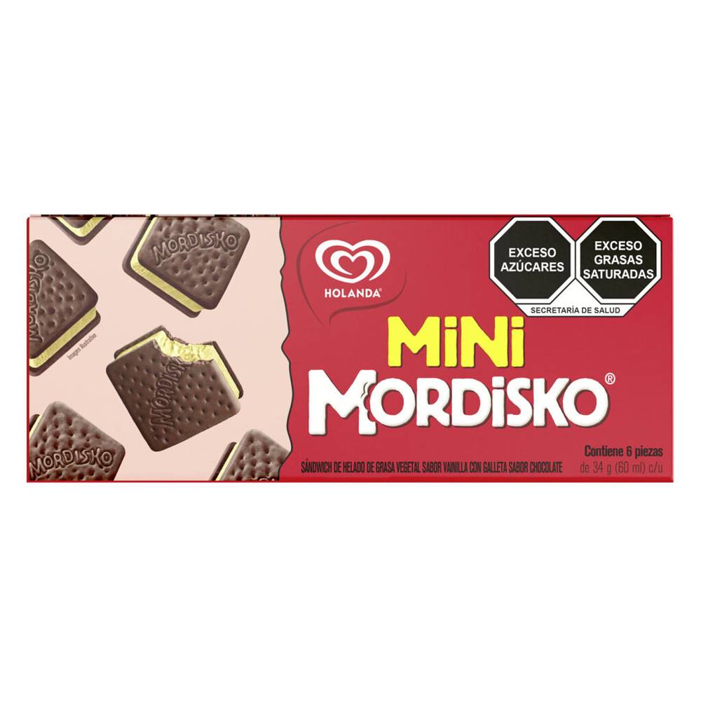 Mordisko sandwich de vainilla con chocolate (caja 6 x 34 g)