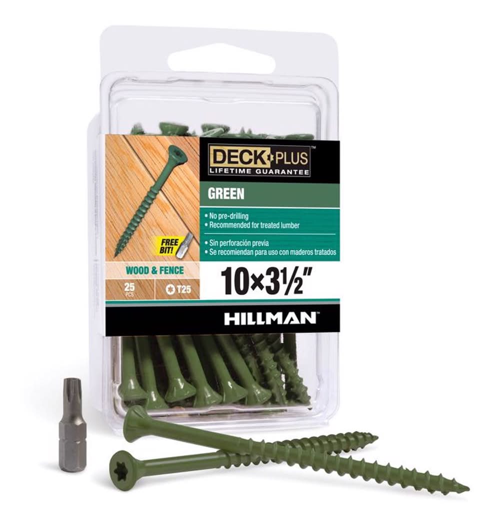 Hillman Deck Plus No. 10 Ga. X 3-1/2 In. L Green Star Flat Head Exterior Deck Screws 25 Pk