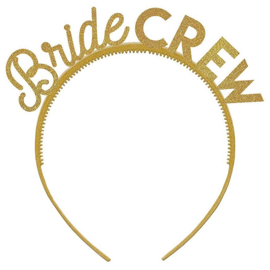 Party City Gold Plastic Bride Crew Headband (female/6 in x 6 in/gold)