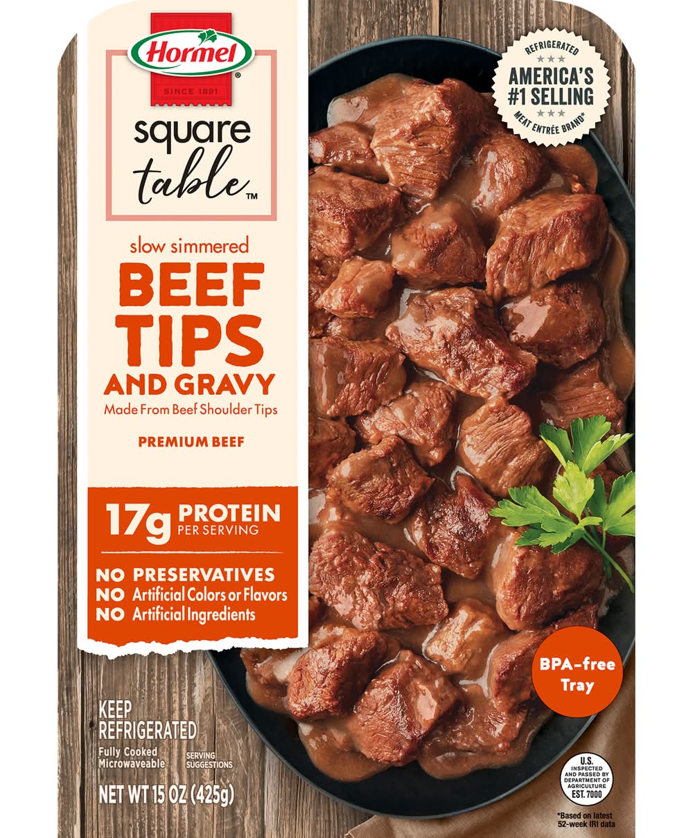 Square Table Slow Simmered Beef Tips & Gravy (15 oz)