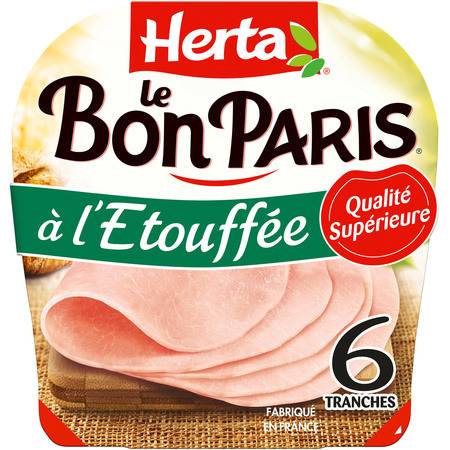 Jambon à l'étouffé Le Bon Paris HERTA - la barquette de 6 tranches - 255g