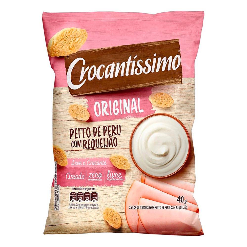 Crocantíssimo · Snack de trigo original sabor peito de peru com requeijão (40 g)