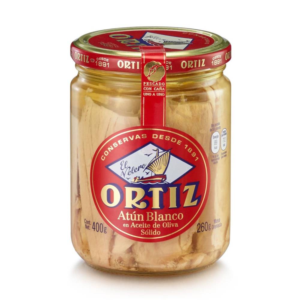 Ortiz atún blanco en aceite de oliva (frasco 400 g)