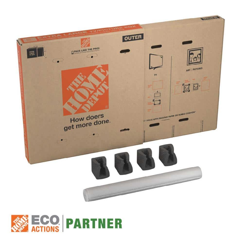 the Home Depot Heavy Duty Extra-Large Adjustable Tv Box and Picture Moving Box (48 In. X 4 In.  X 49 In.)