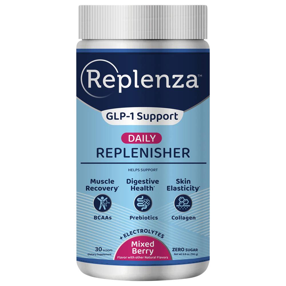 Replenza Glp-1 Support Daily Replenisher Dietary Supplement, Mixed Berry (6.8 oz, 30 ct)