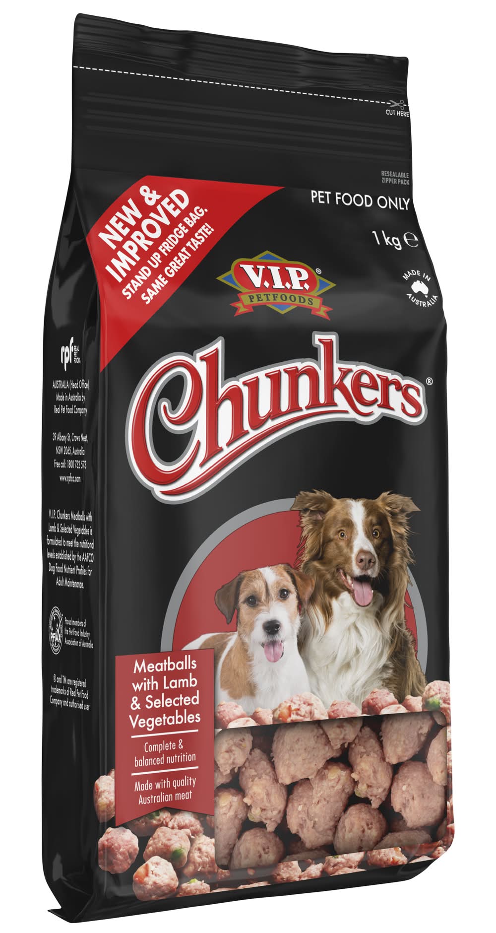 V.I.P. Petfoods Chunkers Meatballs Wet Dog Food, Lamb & Selected Vegetables, Adult (1kg)