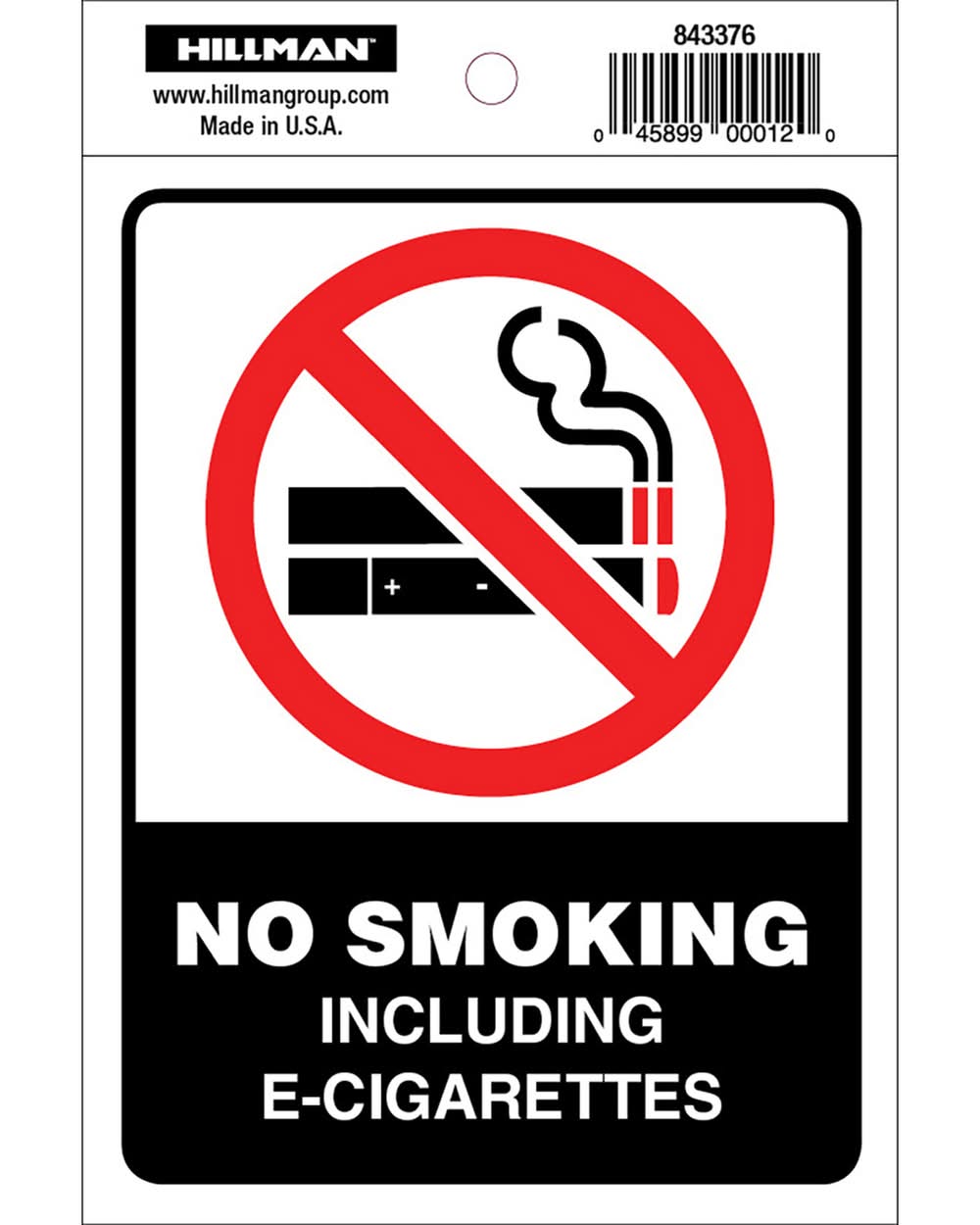 Hillman English White No Smoking Decal 4 In. H X 6 In. W