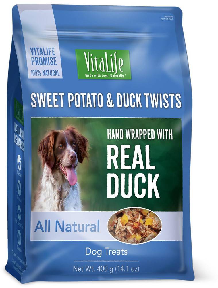 Vitalife All Natural Dog Treats Sweet Potato & Duck Twists (400 g)