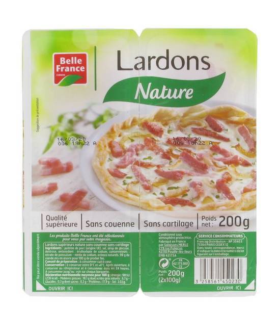 Lardons nature - belle france - 200g (2 * 100g)