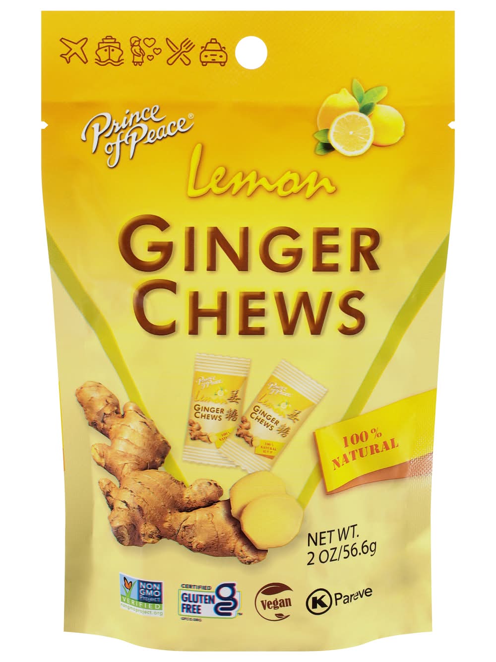 Prince of Peace Ginger Chews, Lemon (2 oz)