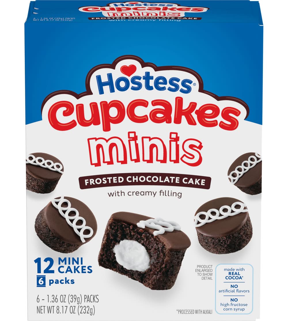 Hostess Frosted Chocolate With Creamy Filling Mini Cupcakes (6 x 2 ct)
