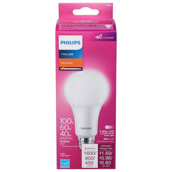 Philips 3 Way Led Soft Light Bulbs (white)