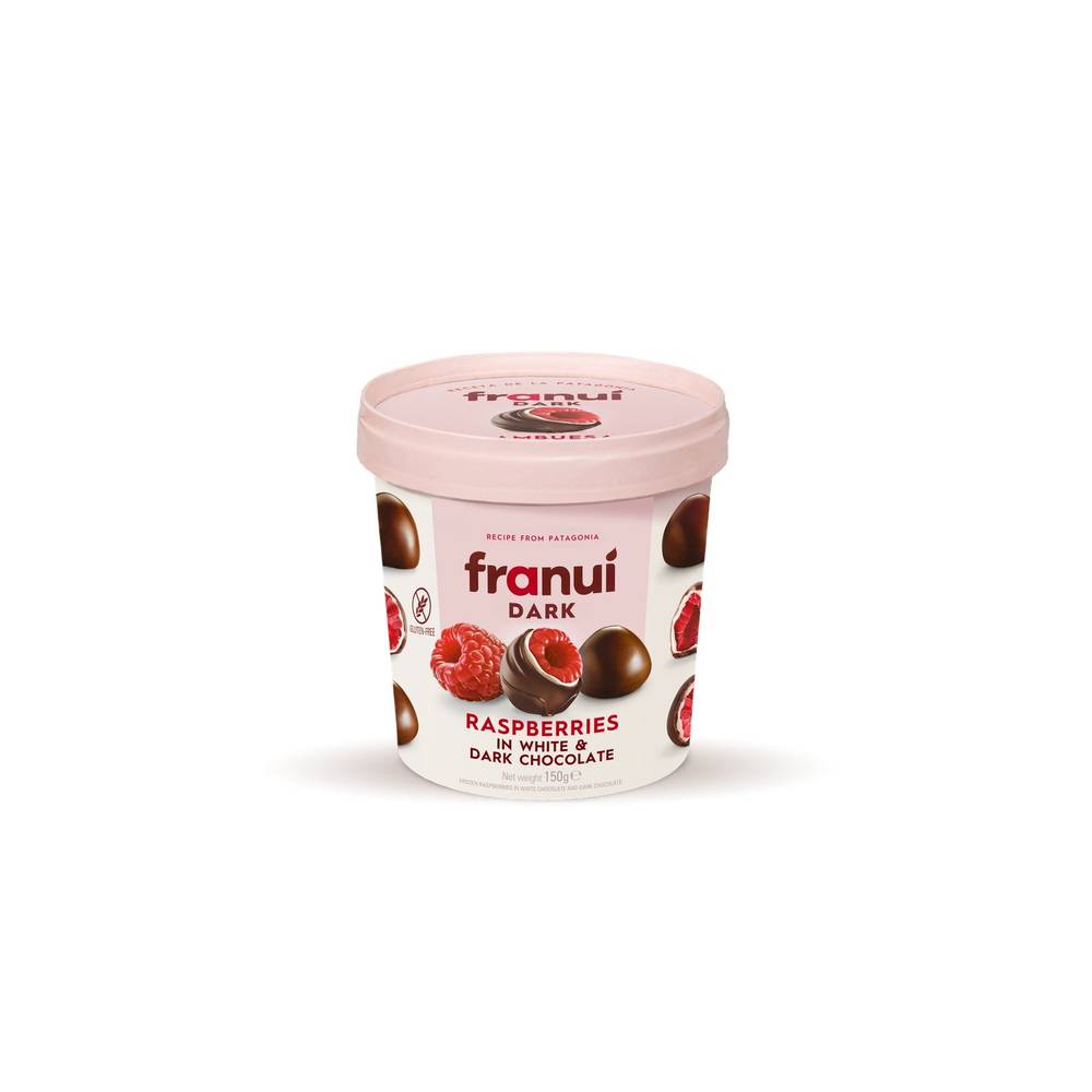 Franui - Framboises enrobées au chocolat blanc et noir (150g)