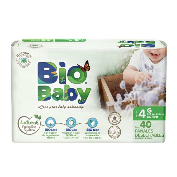 Bio Baby · Pañales desechables etapa 4 (40 un), G (40 un)