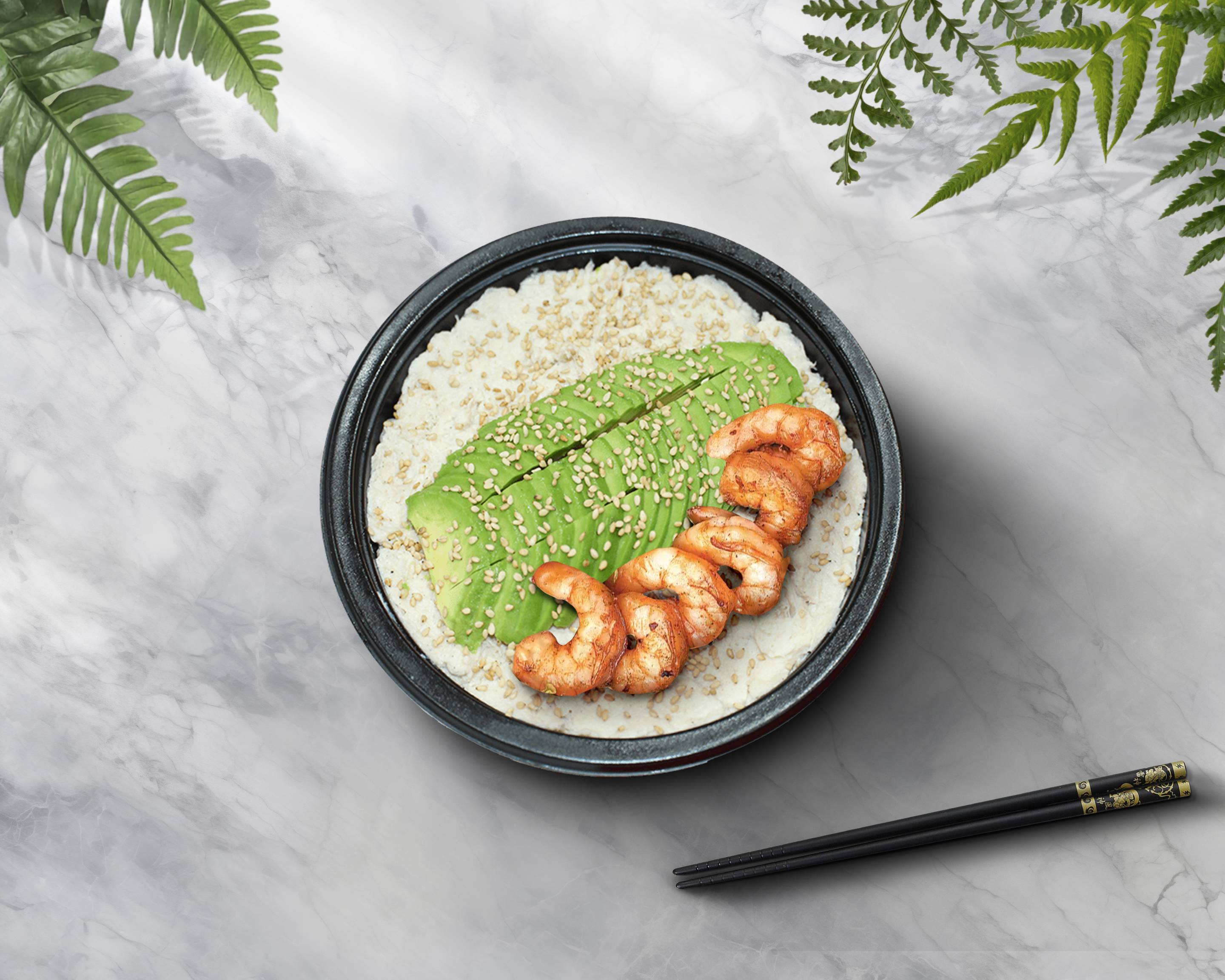 Riz tartare crevettes avocat mayo