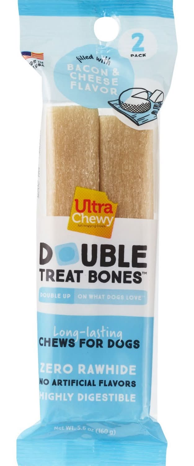 Ultra Chewy Double Treat Bone For Dogs, Bacon & Cheese (5.6 oz, 2 ct)