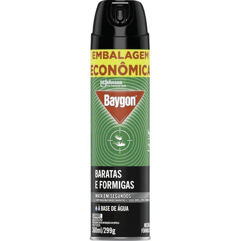 Baygon inseticida aerosol à base de água para baratas e formigas (360 mL)