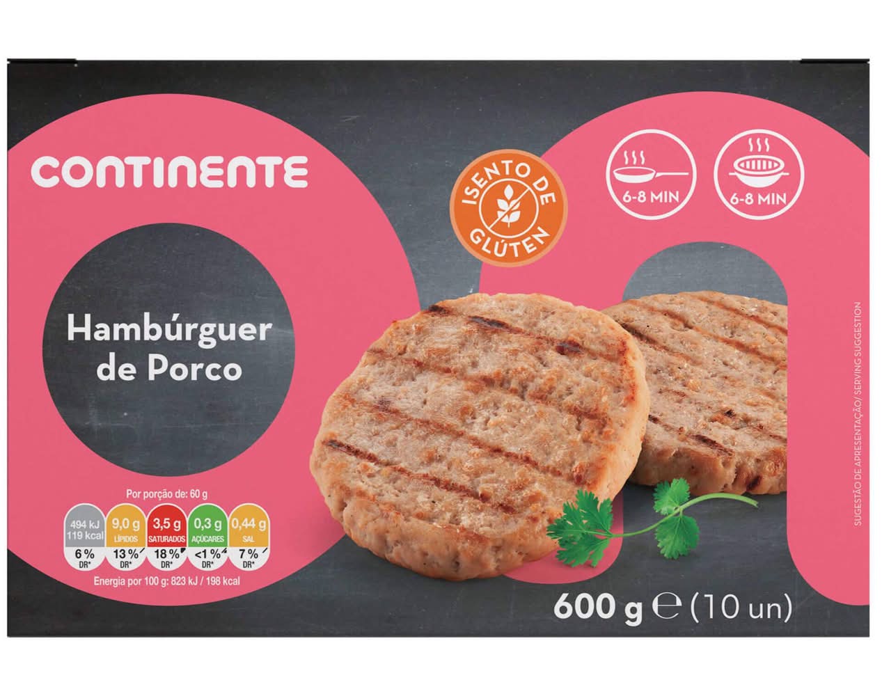 Hambúrguer de Porco Continente (emb. 600 gr (10 un))