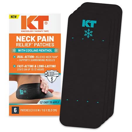 KT Tape Neck Pain Relief Patches With Cooling Menthol, 3x8 in (6 ct)