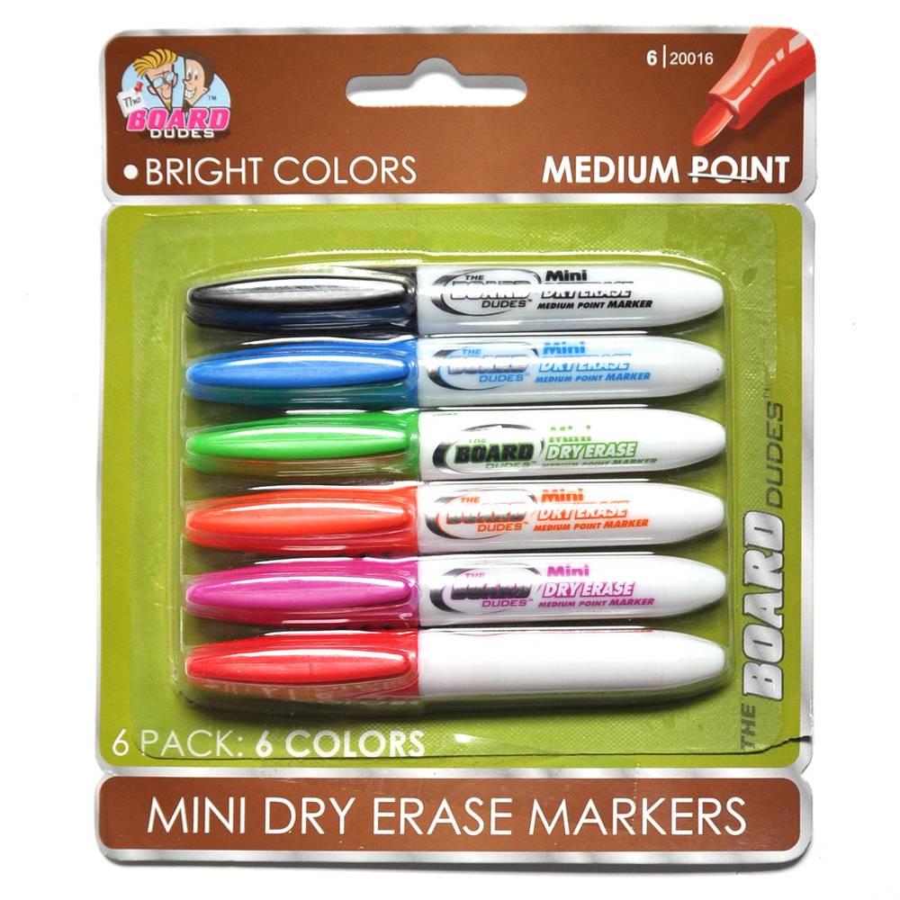 Dry-Erase Markers (Asst. Colours), 6Pack