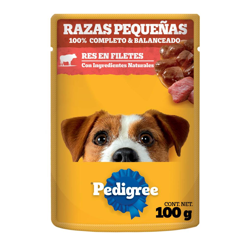 Pedigree alimento en filetes para perro (razas pequeñas/res)