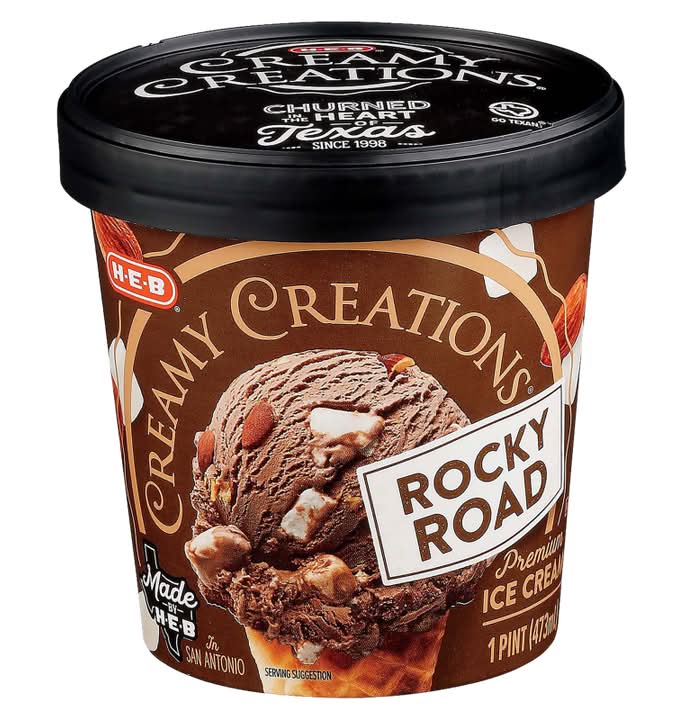 H-E-B · Helado rocky road (473 ml)