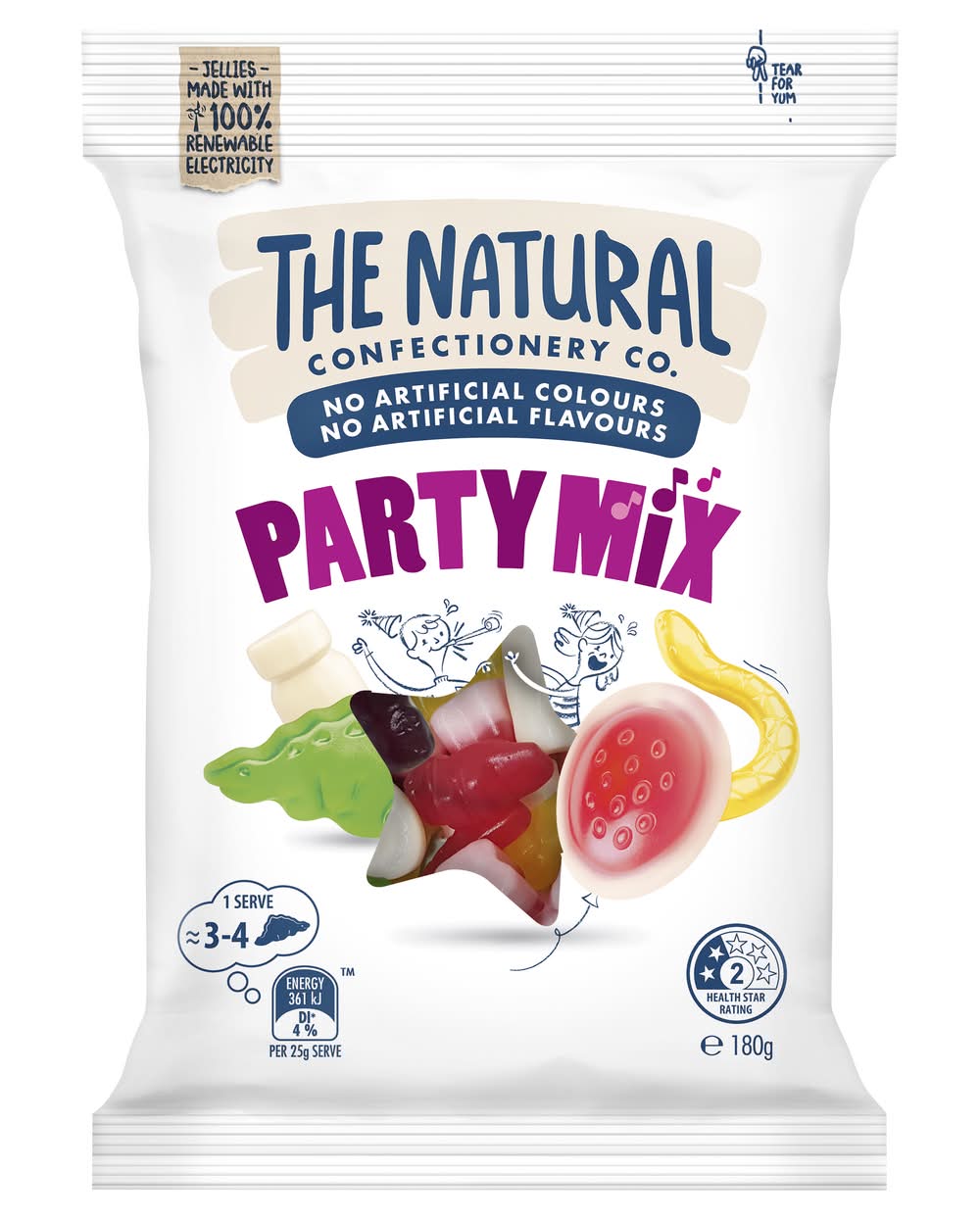 The Natural Confectionery Co. Party Mix Lollies, Assorted (180g)